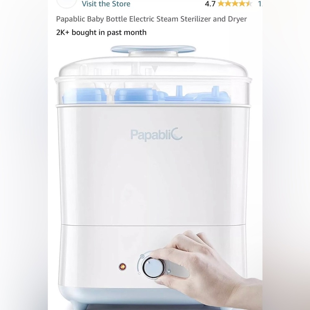 Baby Bottle Steam Sterilizer and Dryer Papablic Electric White